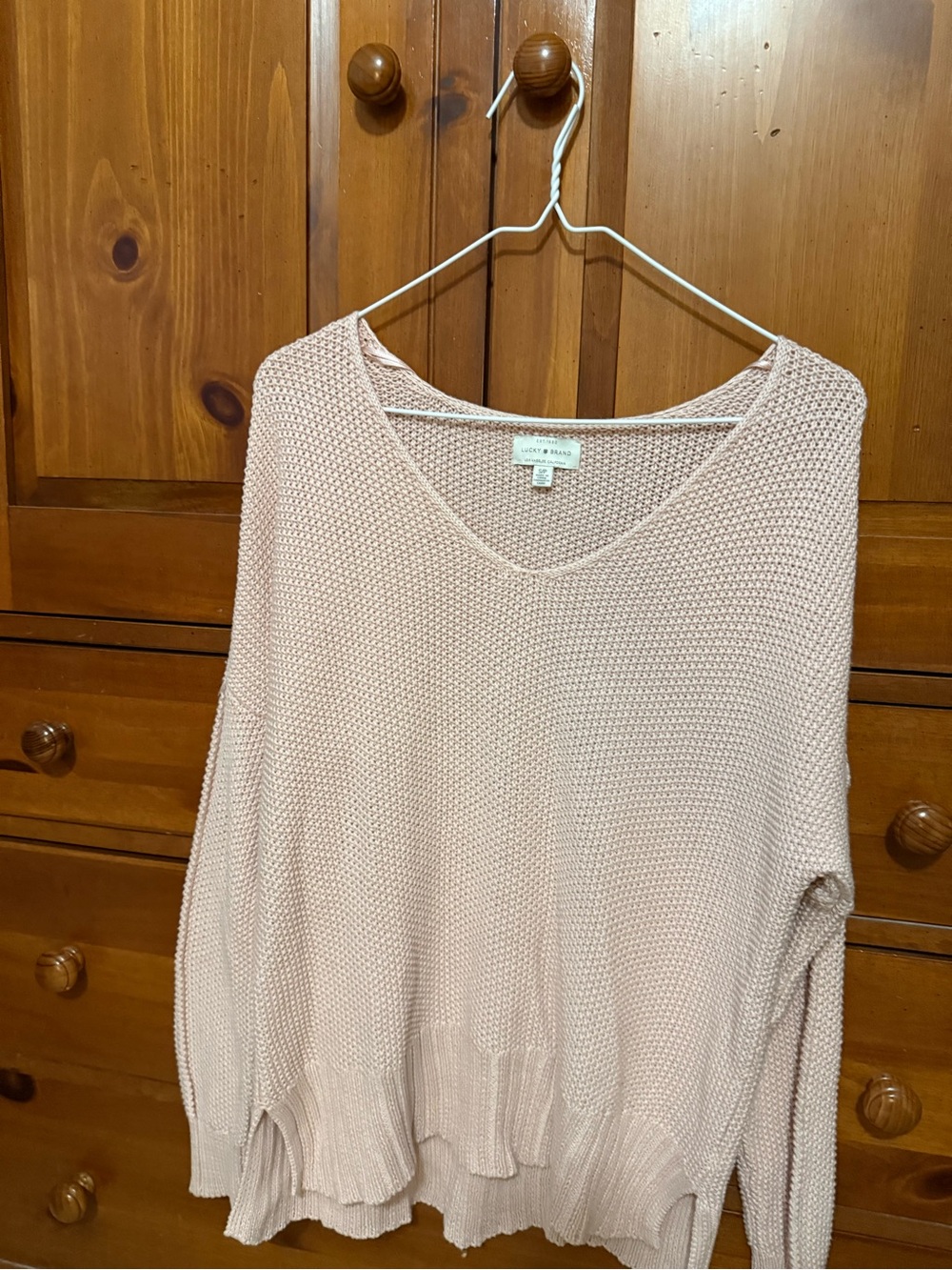 Lucky Brand Blush Pink V-Neck Knit Sweater